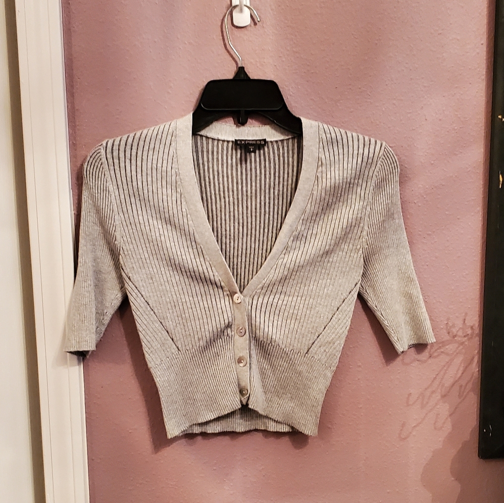Express Gray Short Sleeve Crop Top - Small